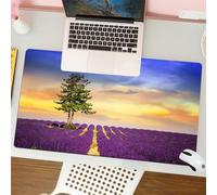 QRFASFZO Tapis de Souris Gaming - 30x80 cm - Tapis de Souris Esports - Ne Glisse jamais - Couverture complète du Bureau - Lavande, Champs Violets avec Coucher de Soleil Salut, Sets de Table résistant
