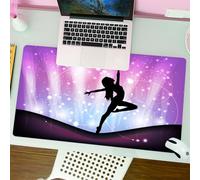 QRFASFZO Tapis de Souris Gaming - 30x80 cm - Tapis de Souris Esports - Ne Glisse jamais - Couverture complète du Bureau - Charmante Performance de Danse, Silhouette Noire de Danseurs, Assise sur Une