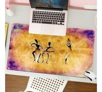 QRFASFZO Tapis de Souris Gaming - 30x80 cm - Tapis de Souris Esports - Ne Glisse jamais - Couverture complète du Bureau - Silhouettes gracieuses de Personnages en Danse sur Un Fond orné