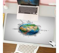 QRFASFZO Tapis de Souris Gaming - 30x80 cm - Tapis de Souris Esports - Ne Glisse jamais - Couverture complète du Bureau - Terre, Planète Terre Globe Continents Réalistes Géographie Thème Crayon