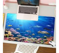 QRFASFZO Tapis de Souris Gaming - 30x80 cm - Tapis de Souris Esports - Ne Glisse jamais - Couverture complète du Bureau - Scène sous-Marine avec récif corallien et Poissons tropicaux