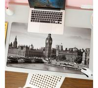 QRFASFZO Tapis de Souris Gaming - 30x80 cm - Tapis de Souris Esports - Ne Glisse jamais - Couverture complète du Bureau - Londres, Westminster avec Big Ben et Le Pont Image nostalgique Architecture a