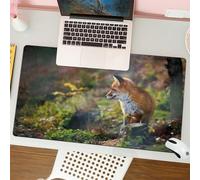 QRFASFZO Tapis de Souris Gaming - 30x80 cm - Tapis de Souris Esports - Ne Glisse jamais - Couverture complète du Bureau - Renard, Jeune Renard Roux écoutant Quelque Chose dans Un prédateur