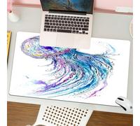 QRFASFZO Tapis de Souris Gaming - 30x80 cm - Tapis de Souris Esports - Ne Glisse jamais - Couverture complète du Bureau - Peinture à l'aquarelle et à l'encre de méduse Illustration Artistique créativ