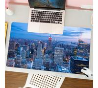 QRFASFZO Tapis de Souris Gaming - 30x80 cm - Tapis de Souris Esports - Ne Glisse jamais - Couverture complète du Bureau - New York, Vue aérienne Nocturne de New York avec des Cheveux frisés