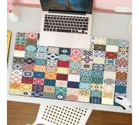 QRFASFZO Tapis de Souris Gaming - 30x80 cm - Tapis de Souris Esports - Ne Glisse jamais - Couverture complète du Bureau - Compilation de Motifs de Carreaux de céramique, Compilation de carrés de Carr
