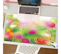 QRFASFZO Tapis de Souris Gaming - 30x80 cm - Tapis de Souris Esports - Ne Glisse jamais - Couverture complète du Bureau - Fleur, Silhouettes de Tulipes sur Un Fond Graphique Moderne et rêveur (2)