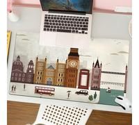 QRFASFZO Tapis de Souris Gaming - 30x80 cm - Tapis de Souris Esports - Ne Glisse jamais - Couverture complète du Bureau - Paysage Urbain de Londres, Monuments emblématiques tels Que Le Pont Big Ben,