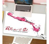 QRFASFZO Tapis de Souris Gaming - 30x80 cm - Tapis de Souris Esports - Ne Glisse jamais - Couverture complète du Bureau - Vin, Un Peu de vin, tu Te Sens Mieux, Citation inspirante, Verser Une boutei