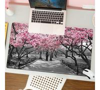 QRFASFZO Tapis de Souris Gaming - 30x80 cm - Tapis de Souris Esports - Ne Glisse jamais - Couverture complète du Bureau - Fleurs Roses dans Central Park Paysage Noir et Blanc New York City