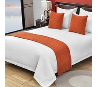 QRGMKL 3PCS Couleur Unie Tricoté Chemin De Lit Couvre-lit Motif Diamant Écharpe De Lit Couverture De Luxe Literie Décor Premium Canapé Serviettes pour Chambre et Hôtel-Orange Red