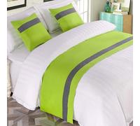 QRGMKL Chemin de lit de Couleur Contrastante et Coussins Assortis, Tapis d’écharpe de lit Doux sans décoloration Couvre-lit Durable de Luxe-Fluore Green||240X50cm for 1.8m Bed