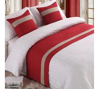 QRGMKL Chemin de lit de Couleur Contrastante et Coussins Assortis, Tapis d’écharpe de lit Doux sans décoloration Couvre-lit Durable de Luxe-Red||2 Pillowcases(45X45cm)