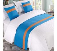 QRGMKL Chemin de lit de Couleur Contrastante et Coussins Assortis, Tapis d’écharpe de lit Doux sans décoloration Couvre-lit Durable de Luxe-Royal Blue||260X50cm for 2m Bed