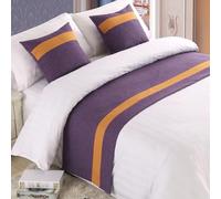 QRGMKL Chemin de lit de Couleur Contrastante et Coussins Assortis, Tapis d’écharpe de lit Doux sans décoloration Couvre-lit Durable de Luxe-Purple||240X50cm for 1.8m Bed