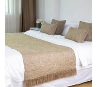 QRGMKL Chemin de lit de Couleur Unie pour Chambre à Coucher et hôtel, Foulards de lit de Luxe Moderne Protecteur de literie de Couvre-lit de Mode avec Pompon-Yellow||2 Pillowcases(45X45cm)