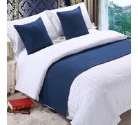 QRGMKL Chemin de lit Premium pour Pied de lit, écharpe de lit de Couleur Unie Couvre-lit en Lin de Coton Décoration de la Maison Protecteur de literie de Chambre-Dark Blue||240X50cm for 1.8m Bed