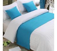 QRGMKL Chemin de lit Premium pour Pied de lit, écharpe de lit de Couleur Unie Couvre-lit en Lin de Coton Décoration de la Maison Protecteur de literie de Chambre-Sapphire Blue||180X50cm for 1.2m Bed