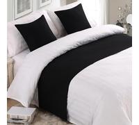 QRGMKL Chemin de lit Premium pour Pied de lit, écharpe de lit de Couleur Unie Couvre-lit en Lin de Coton Décoration de la Maison Protecteur de literie de Chambre-Black||210X50cm for 1.5m Bed