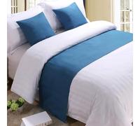 QRGMKL Chemin de lit Premium pour Pied de lit, écharpe de lit de Couleur Unie Couvre-lit en Lin de Coton Décoration de la Maison Protecteur de literie de Chambre-Sea Blue||2 Pillowcases(45X45cm)