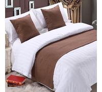 QRGMKL Chemin de lit Premium pour Pied de lit, écharpe de lit de Couleur Unie Couvre-lit en Lin de Coton Décoration de la Maison Protecteur de literie de Chambre-Brown||240X50cm for 1.8m Bed
