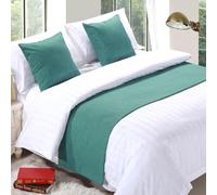 QRGMKL Chemin de lit Premium pour Pied de lit, écharpe de lit de Couleur Unie Couvre-lit en Lin de Coton Décoration de la Maison Protecteur de literie de Chambre-Green||260X50cm for 2m Bed