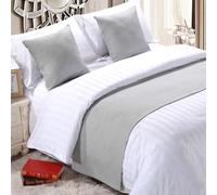 QRGMKL Chemin de lit Premium pour Pied de lit, écharpe de lit de Couleur Unie Couvre-lit en Lin de Coton Décoration de la Maison Protecteur de literie de Chambre-Beige Gray||240X50cm for 1.8m Bed
