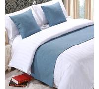 QRGMKL Chemin de lit Premium pour Pied de lit, écharpe de lit de Couleur Unie Couvre-lit en Lin de Coton Décoration de la Maison Protecteur de literie de Chambre-Aqua||260X50cm for 2m Bed
