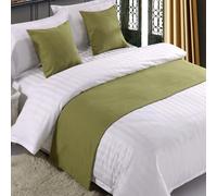 QRGMKL Chemin de lit Premium pour Pied de lit, écharpe de lit de Couleur Unie Couvre-lit en Lin de Coton Décoration de la Maison Protecteur de literie de Chambre-Light Green||210X50cm for 1.5m Bed