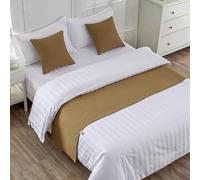 QRGMKL Chemin de lit Premium pour Pied de lit, écharpe de lit de Couleur Unie Couvre-lit en Lin de Coton Décoration de la Maison Protecteur de literie de Chambre-Light Coffee||240X50cm for 1.8m Bed