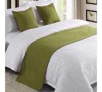 QRGMKL Chemin de lit Premium pour Pied de lit, écharpe de lit de Couleur Unie Couvre-lit en Lin de Coton Décoration de la Maison Protecteur de literie de Chambre-Grass Green||260X50cm for 2m Bed