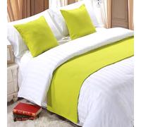 QRGMKL Chemin de lit Premium pour Pied de lit, écharpe de lit de Couleur Unie Couvre-lit en Lin de Coton Décoration de la Maison Protecteur de literie de Chambre-Neon Green||240X50cm for 1.8m Bed