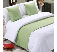 QRGMKL Chemin de lit Premium pour Pied de lit, écharpe de lit de Couleur Unie Couvre-lit en Lin de Coton Décoration de la Maison Protecteur de literie de Chambre-Cyan||240X50cm for 1.8m Bed