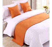 QRGMKL Chemin de lit Premium pour Pied de lit, écharpe de lit de Couleur Unie Couvre-lit en Lin de Coton Décoration de la Maison Protecteur de literie de Chambre-Orange||240X50cm for 1.8m Bed