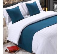 QRGMKL Chemin de lit Premium pour Pied de lit, écharpe de lit de Couleur Unie Couvre-lit en Lin de Coton Décoration de la Maison Protecteur de literie de Chambre-Midnight Blue||240X50cm for 1.8m Bed