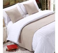 QRGMKL Chemin de lit Premium pour Pied de lit, écharpe de lit de Couleur Unie Couvre-lit en Lin de Coton Décoration de la Maison Protecteur de literie de Chambre-Beige Yellow||2 Pillowcases(45X45cm)