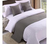QRGMKL Chemin de lit Premium pour Pied de lit, écharpe de lit de Couleur Unie Couvre-lit en Lin de Coton Décoration de la Maison Protecteur de literie de Chambre-Grey||260X50cm for 2m Bed
