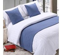 QRGMKL Chemin de lit Premium pour Pied de lit, écharpe de lit de Couleur Unie Couvre-lit en Lin de Coton Décoration de la Maison Protecteur de literie de Chambre-Light Blue||2 Pillowcases(45X45cm)