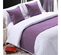 QRGMKL Chemin de lit Premium pour Pied de lit, écharpe de lit de Couleur Unie Couvre-lit en Lin de Coton Décoration de la Maison Protecteur de literie de Chambre-Purple||210X50cm for 1.5m Bed