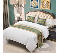 QRGMKL Chemins de lit de Luxe et Coussins Assortis Style européen Moderne Écharpe de lit Couvre-Lits Couvre-Lits pour Chambre à Coucher Décoration de literie d’hôtel-A||240X50cm for 1.8m Bed