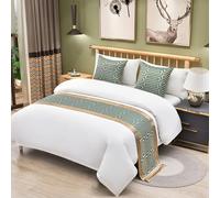 QRGMKL Chemins de lit de Luxe et Coussins Assortis Style européen Moderne Écharpe de lit Couvre-Lits Couvre-Lits pour Chambre à Coucher Décoration de literie d’hôtel-E||210X50cm for 1.5m Bed