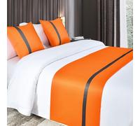 QRGMKL Chemins de lit Doux et Soyeux et Coussins Assortis Écharpe de lit de Couleur Unie Chemin de lit pour Pied de lit Couvre-lit de Couleur contrastée-Orange||2 Pillowcases(50X50cm)