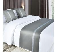 QRGMKL Chemins de lit Doux et Soyeux et Coussins Assortis Écharpe de lit de Couleur Unie Chemin de lit pour Pied de lit Couvre-lit de Couleur contrastée-Gray||210X50cm for 1.5m Bed