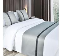 QRGMKL Chemins de lit Doux et Soyeux et Coussins Assortis Écharpe de lit de Couleur Unie Chemin de lit pour Pied de lit Couvre-lit de Couleur contrastée-Light Gray||210X50cm for 1.5m Bed