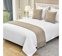 QRGMKL Couleur Unie Tricoté Chemin De Lit Couvre-lit Motif Diamant Écharpe De Lit Couverture De Luxe Literie Décor Premium Canapé Serviettes pour Chambre et Hôtel-Khaki||220X60cm for 1.5m Bed