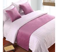 QRGMKL Couvre-lit en Velours Haut de Gamme Couvre-lit, Doux sans décoloration lit écharpe Chemin pour Chambre à Coucher Chambre de Mariage Maison Hôtel Décorations-Pink||240X50cm for 1.8m Bed