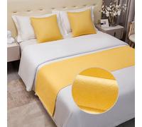 QRGMKL Écharpe De Lit De Couleur Unie Pas De Décoloration Chemin De Lit De Luxe Couvre-Lit Housse Literie Décor pour Chambre De Mariage Chambre-Yellow||240X50cm for 1.8m Bed