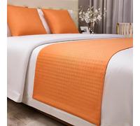 QRGMKL Écharpe De Lit De Couleur Unie Pas De Décoloration Chemin De Lit De Luxe Couvre-Lit Housse Literie Décor pour Chambre De Mariage Chambre-Orange||240X50cm for 1.8m Bed