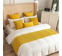 QRGMKL New Wavy Lines Bed Runner North Europe Écharpe de lit Simple Solid Color Velvet Runners et Coussins Assortis pour Bedroom Hotel-Yellow A||2 Pillowcases(55X55cm)