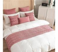 QRGMKL New Wavy Lines Bed Runner North Europe Écharpe de lit Simple Solid Color Velvet Runners et Coussins Assortis pour Bedroom Hotel-Pink||240X45cm for 1.8m Bed